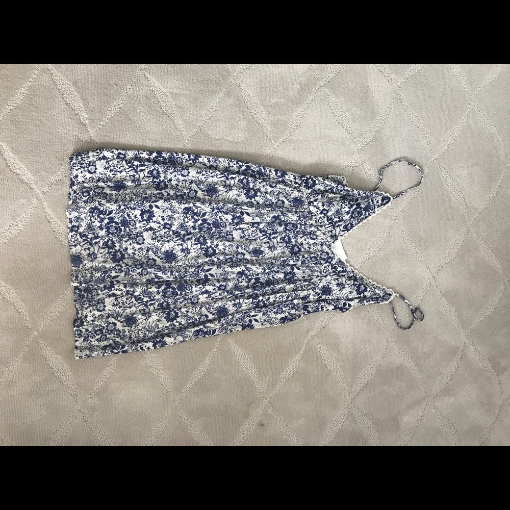 Cream and Navy Floral Dress